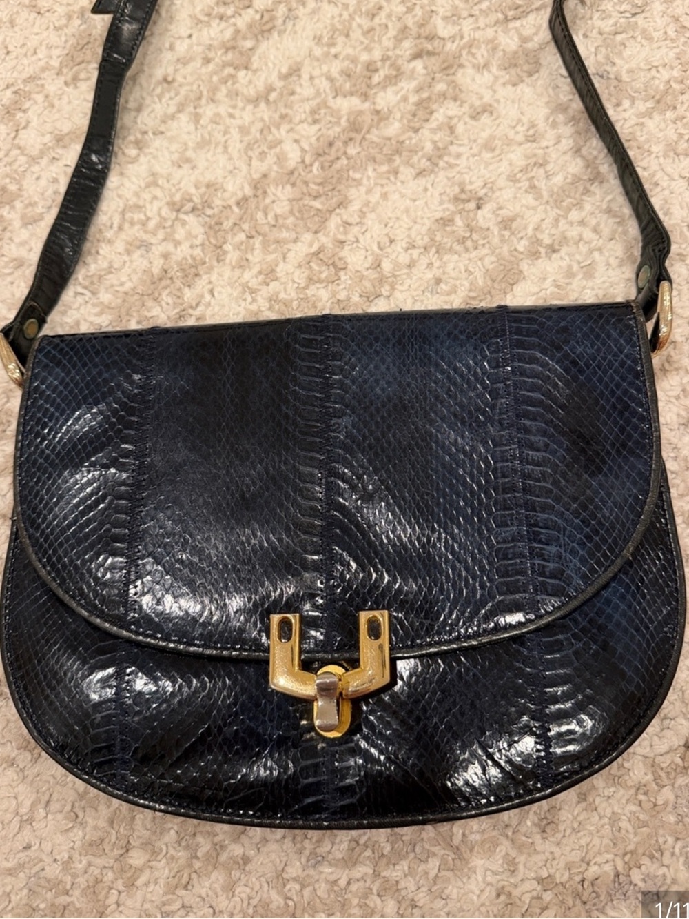 Vintage Navy Genuine Snakeskin Bag